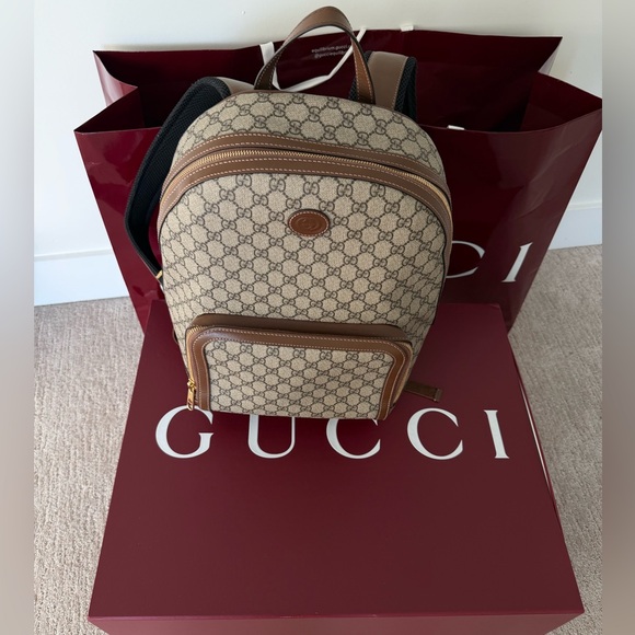 Gucci Other - Gucci Beige and Brown Monogram Backpack
